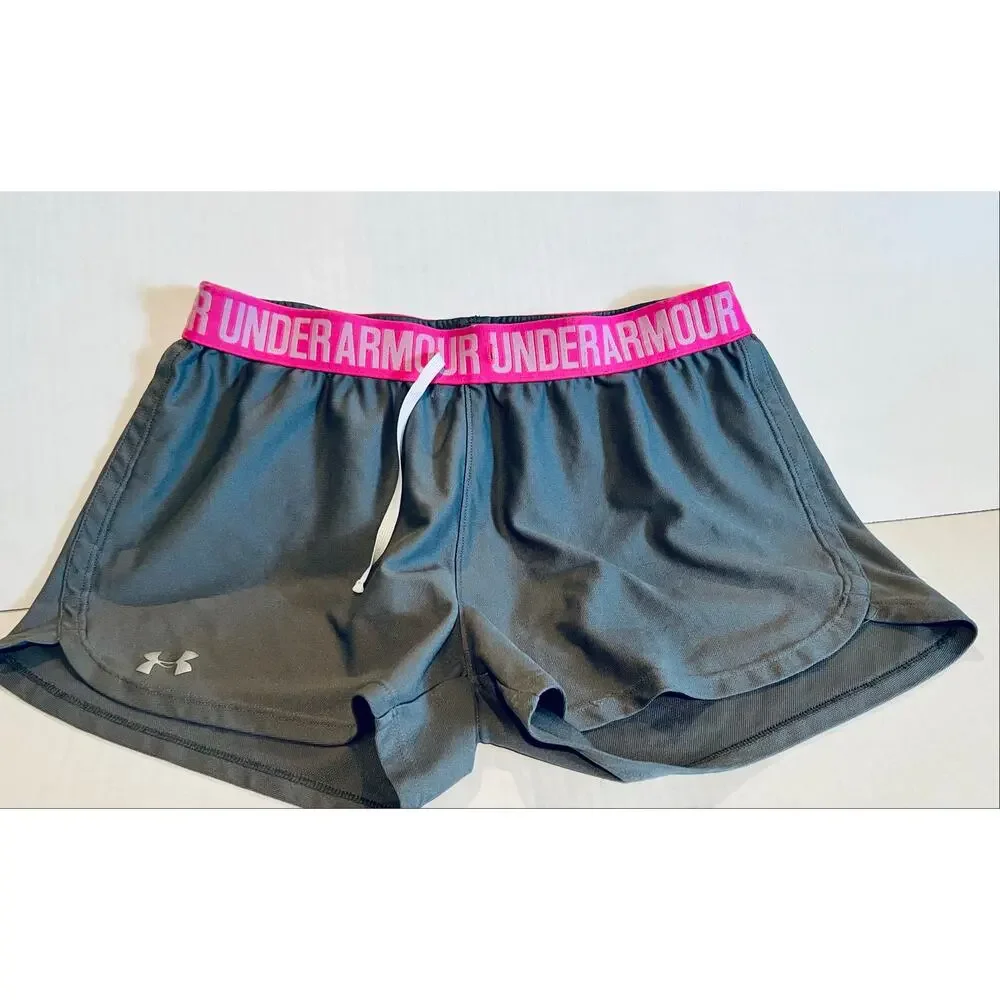Under Armor Shorts.  Gray & Pink.  Size Small Elastic Waist.